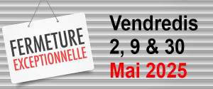 Illustration Fermetures exceptionnelles en Mai !